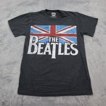 The Beatles Shirt Mens S Gray Short Sleeve Flag Print Crew Neck Knit Casual Tee - £15.31 GBP