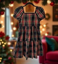 Crewcuts Squareneck Tiered Dress Tartan Girl 10 red Green black Plaid Ho... - $27.67