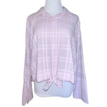 Young Fabulous Broke Women Top Sz Sm Purple Button Up Tie Front Blouse P... - $14.25