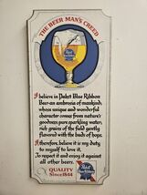 Vintage Pabst Blue Ribbon Wood Wooden Beer Sign &quot;The Beer Man&#39;s Creed&quot; 2... - $108.85