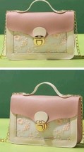Crossbody Purse ~ 5.1&quot; x 7.3&quot; ~ Floral ~ Embroidered Pattern ~ Pink &amp; Ivory - $647.83 MXN