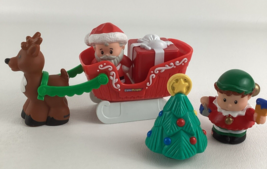 Fisher Price Little People Christmas Santa Sleigh Figures Reindeer Vinta... - $36.58