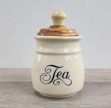 Kitchen Beige Tea Ceramic Storage Canister with Wood Lid - $10.69
