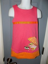 Hartstrings Pink &amp; Orange Dress W/ Beach Scene Applique Size 3T Girl&#39;s EUC - $18.50