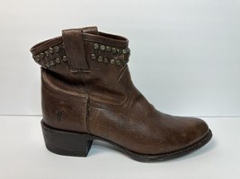 FRYE Women&#39;s Diana Cut Stud Studded Western Boot Brown Ankle Bootie Sz 8 B - £55.90 GBP