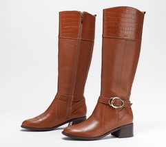 Marc Fisher Medium Calf Leather Tall Shaft Boots - Hailin Cognac Leather... - £56.38 GBP