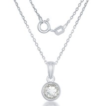 &quot;April&quot; White Topaz Bezel Set Pendant W/chain - $42.75