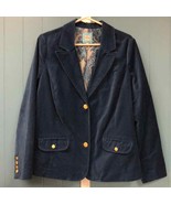Vtg Y2K Old Navy Women’s Blazer Jacket Peacock Blue teal Velveteen Fitte... - $66.53 CAD