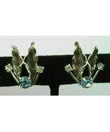 Vintage Signed TK 925 sterling silver flower rhinestone Earrings 7/8&quot; - £10.07 GBP
