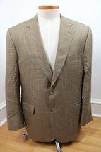 Jos A Bank 44R Gold Brown Houndstooth Silk Wool Gordon Sport Coat Jacket - $52.97