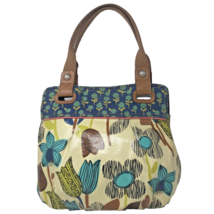 Fossil Key-Per Coated Canvas Large Tote Bag Floral Tulip Shoulder Bag Bo... - $29.99