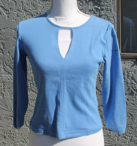 Tommy Hilfiger Blue Woman Shirt Size Medium Long Sleeved Round Neck Y2K Vtg - £12.39 GBP