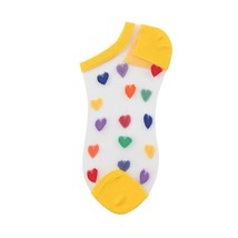 Anysox 5 Pairs Yellow Size 5-9 Heart Tull Glass Silk With Transparent Thin Mesh - £49.14 GBP