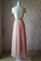 Blush Pink Pleated Tulle Skirt Women Custom Plus Size Long Tulle Skirt image 5