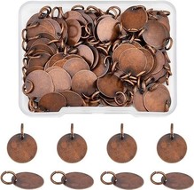 Metal Stamping Blanks Copper 12mm Blank Charms w/ Jump Ring Tags Bulk 100pcs - £17.40 GBP