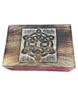 Natural Wood Stained Decorative Celtic Cross Box Jewelry Box Tarot Card ... - £12.54 GBP