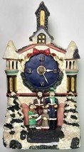 Vintage Holiday Resin Church Mantle Clock with Christmas Carolers &amp; Music Works - £23.59 GBP