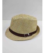 Children Jazz Hat Kids Straw Fedora Hat Short Brim Beach Sun Hat Cap - £9.50 GBP