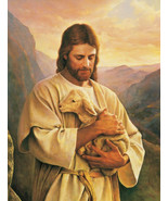 JESUS CHRIST HOLDING LAMB CHRISTIAN ART PUBLICITY PHOTO 8X10 - £5.17 GBP