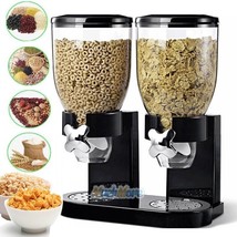 Double Chamber Dry Food Cereal Dispenser Airtight Kitchen Storage Twin Container - £66.81 GBP