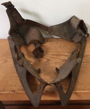 Vintage Antique Primitive Ice Skates Cast Forged Iron Leather Straps Adj... - $123.75