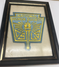 Vtg National Honor Society embroidered Iron on patch Unused Over 25 Year Framed - £7.70 GBP