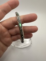 Antique Art Deco Sterling Silver R. Blackinton Green Accent Bangle - $178.20