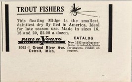 1933 Print Ad Paul H. Young Floating Midge Dry Fly Fishing Lures Detroit,MI - £6.55 GBP