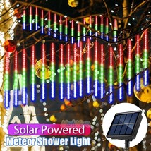 Solar Meteor Shower Lights Waterproof 8 Tubes String Light Garden Outdoor Decor - £31.96 GBP