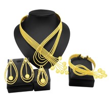 Women Necklace Dubai Electroplating Gold Plated Jewelry Set Fashion Trend Earrin - £100.49 GBP