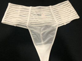 NEW Victoria Secret Luxe Stripes Mesh High Waist Thong Off White Cream S... - $14.85