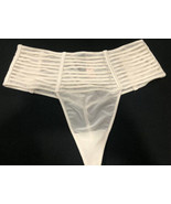 NEW Victoria Secret Luxe Stripes Mesh High Waist Thong Off White Cream S... - £11.73 GBP
