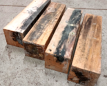 FOUR BEAUTIFUL SPALTED CYPRESS TURNING BLANKS LATHE LUMBER WOOD 3&quot; X 3&quot; ... - £31.36 GBP