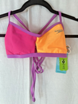 SPEEDO ENDURANCE Womens M Pink Orange Colorblock Keyhole Tie Back Bikini... - $16.83