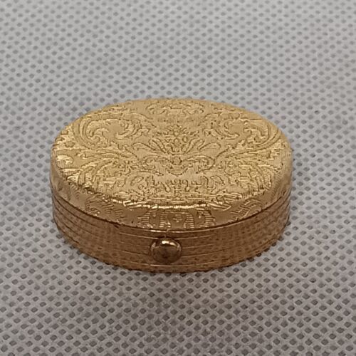 Avon Gold Oval Pill Box Compact 1.375" x 1.125" x .5" - $9.95