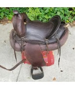 vintage full size horse saddle brown LEATHER &amp; WOOD - $7,469.50 MXN