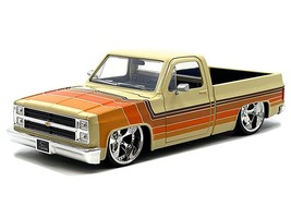 1985 Chevrolet C-10 Pickup Truck Beige with Stripes and Cartelli Wheels - $47.95