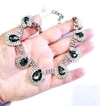 Gray Rhinestone Necklace, Crystal Prom Necklace, Bridal Pageant Choker, Gift for - £26.72 GBP
