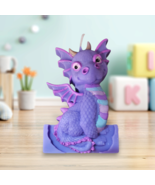 Handcrafted Purple and Blue Dragon Birthday Candle Cake Topper 4.5 Inch ... - $16.00