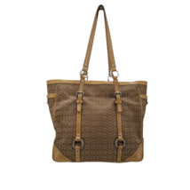 Coach Signature Gallery Pattern &amp; Leather Tote Jacquard Tan F12346 - £36.97 GBP