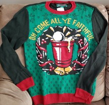 NWT Beer Pong Ugly Christmas Sweater Oh Come All Ye Faithful Adult Med  - £17.80 GBP