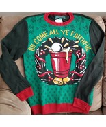 NWT Beer Pong Ugly Christmas Sweater Oh Come All Ye Faithful Adult Med  - $22.27
