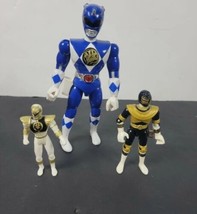 Vintage Power Rangers Lot White Movie Blue 8&quot; Zeo Gold Jet Cycle Figures - $17.95