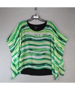 IN Studio Green Black Sheer Poncho Overlay Blouse Women&#39;s Plus Size 1X B... - $367.50 MXN