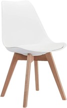 CangLong Mid Century Modern DSW Side Chair with Wood Legs for Kitchen,, White - £79.37 GBP