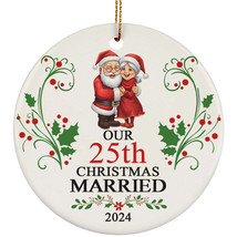 Our 25th Years Christmas Married Ornament Gift 25 Anniversary Santa Claus Couple - £12.17 GBP