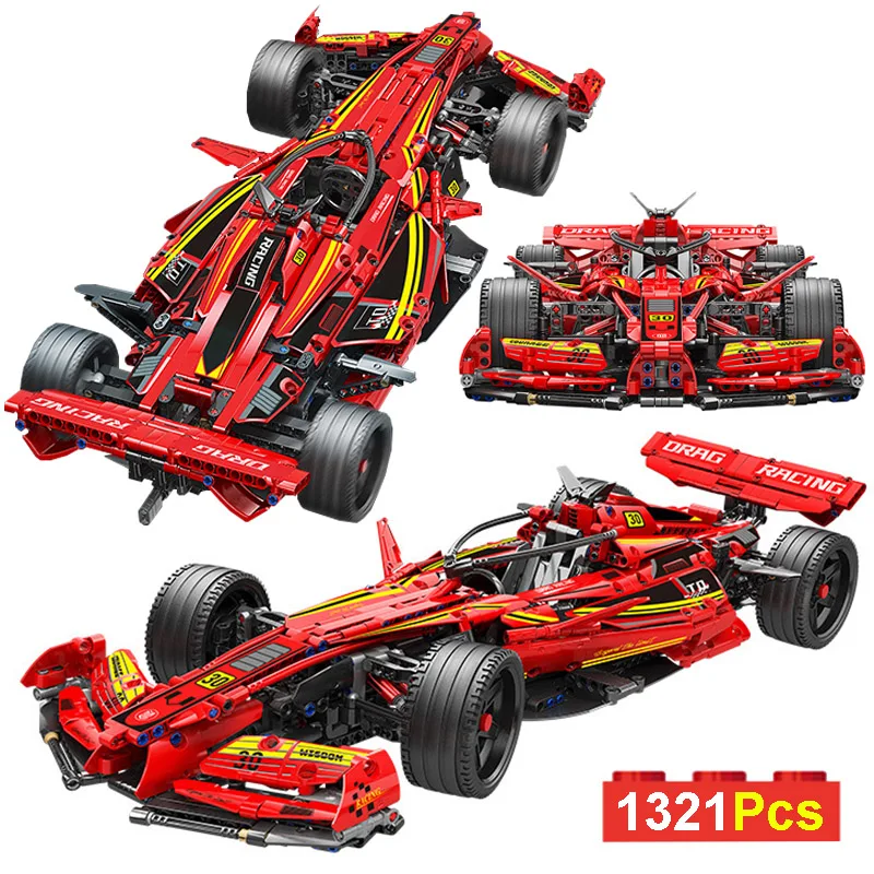 Technical Series 1321Pcs Red F1 Racing Car Model Building Blocks High Tech - £207.13 GBP