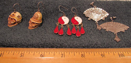 3 Pairs Earrings Mixed Lot, Skulls, Peace, and Peacock - £18.90 GBP