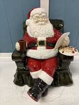 Vtg Sitting Santa Claus Cookie Jar Pottery CHRISTMAS Alberta’s Molds Signed 1983 - £61.94 GBP