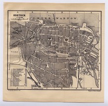 1904 Original Antique City Map Of Rostock / MECKLENBURG-VORPOMMERN / Germany - £18.58 GBP